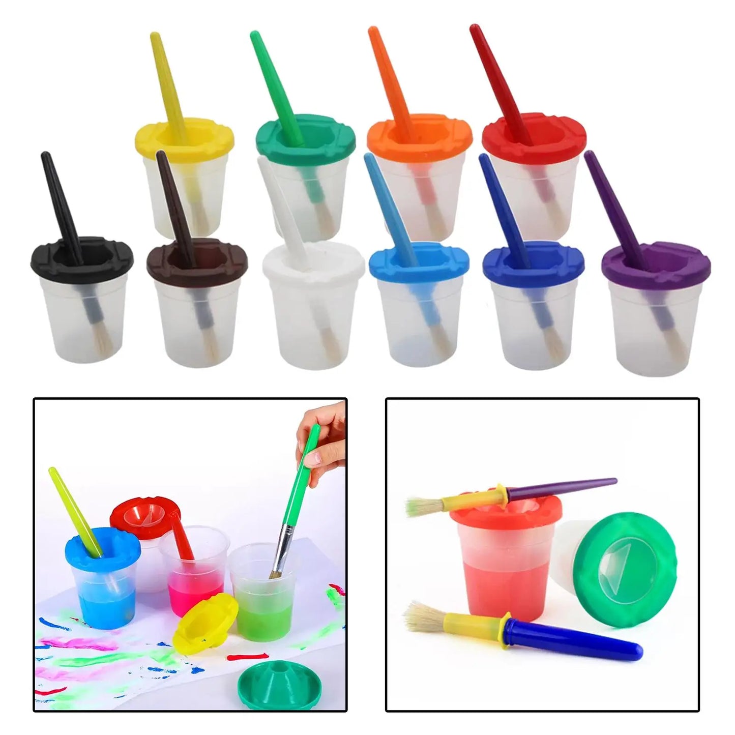 Anti-Knoei Verfbekers™ - Schoon en Eenvoudig Verfplezier - Kinderverfbekers met Deksel en Kwast - Mijn Pukkie
