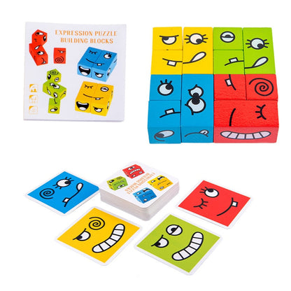 Woody™ - Denkspel voor kinderen - Blokkenpuzzel met expressies - Mijn Pukkie