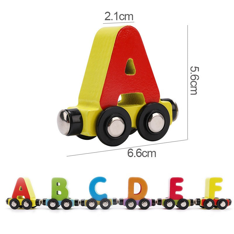 Woody™ - Alfabet en cijfers leren - Magnetische houten trein - Mijn Pukkie