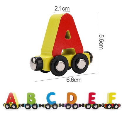 Woody™ - Alfabet en cijfers leren - Magnetische houten trein - Mijn Pukkie