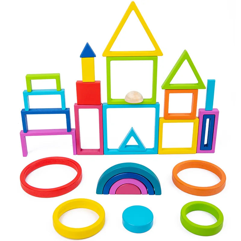 Woody™ - Regenboogavonturen - Kleurrijk stapelspeelgoed - Mijn Pukkie