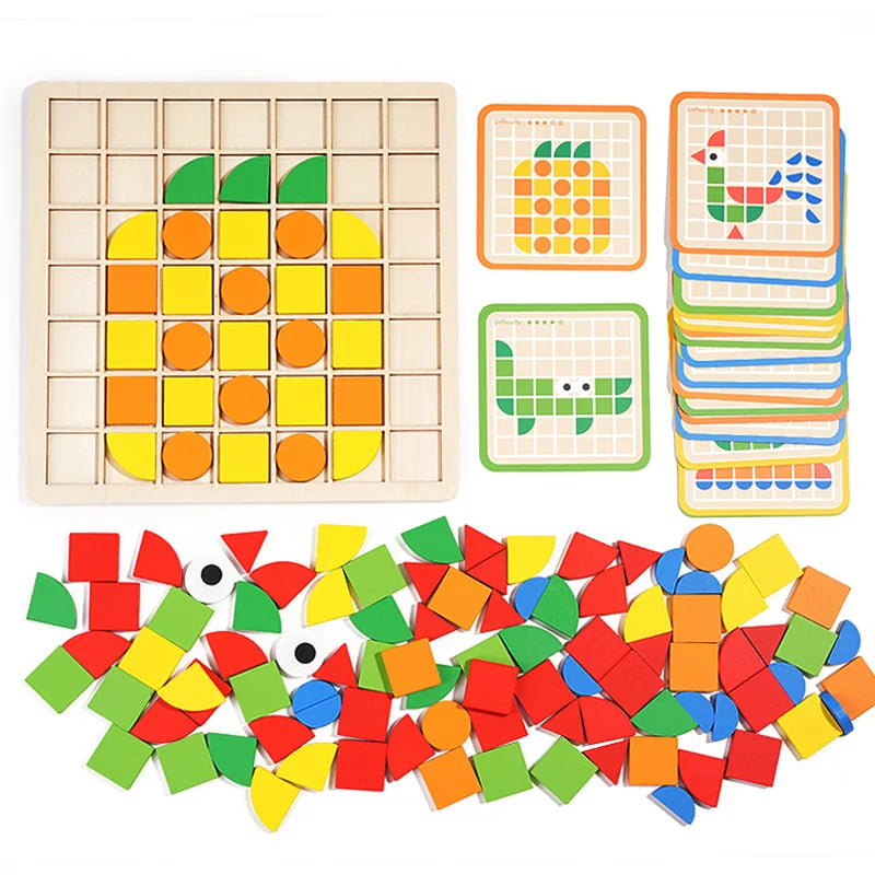 Woody™ - Leren en spelen - Houten puzzel met patronen - Mijn Pukkie