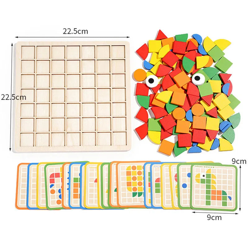 Woody™ - Leren en spelen - Houten puzzel met patronen - Mijn Pukkie