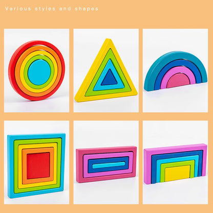 Woody™ - Regenboogavonturen - Kleurrijk stapelspeelgoed - Mijn Pukkie