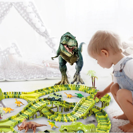 DinoRail™ - Avontuurlijke Dino Racebaan - Spannende Racetrack voor Kinderen - Mijn Pukkie