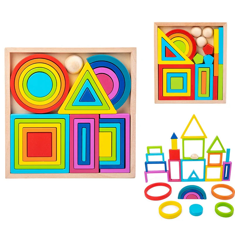 Woody™ - Regenboogavonturen - Kleurrijk stapelspeelgoed - Mijn Pukkie