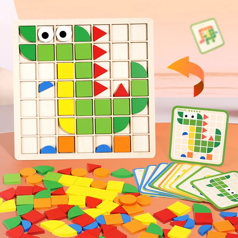 Woody™ - Leren en spelen - Houten puzzel met patronen - Mijn Pukkie