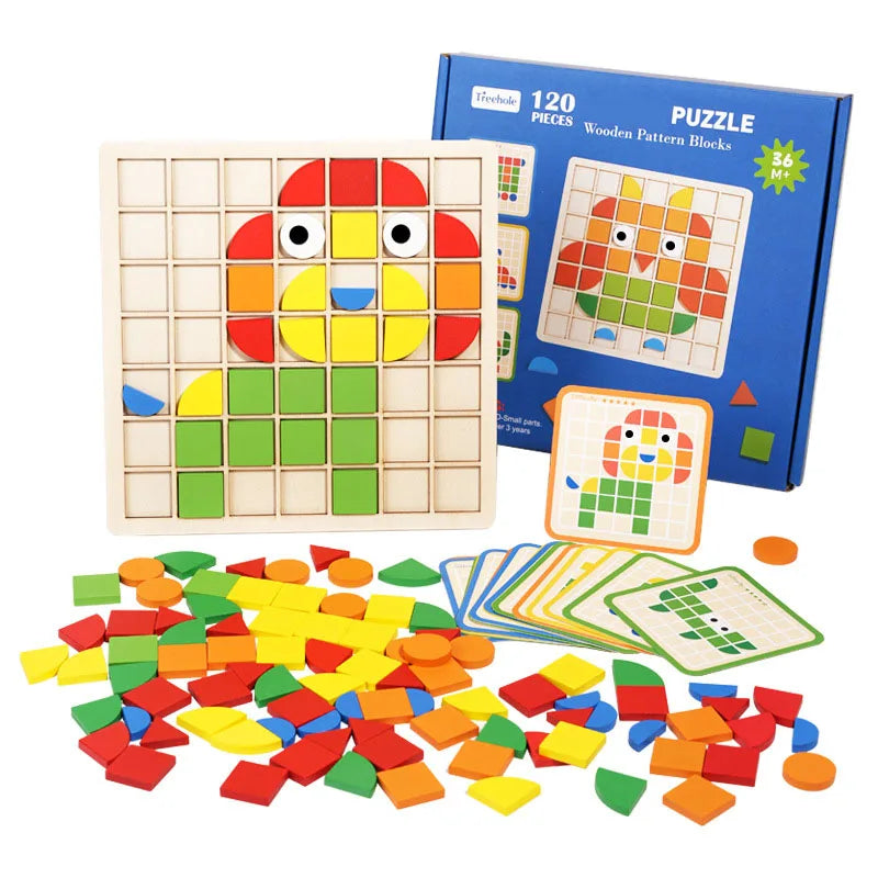 Woody™ - Leren en spelen - Houten puzzel met patronen - Mijn Pukkie